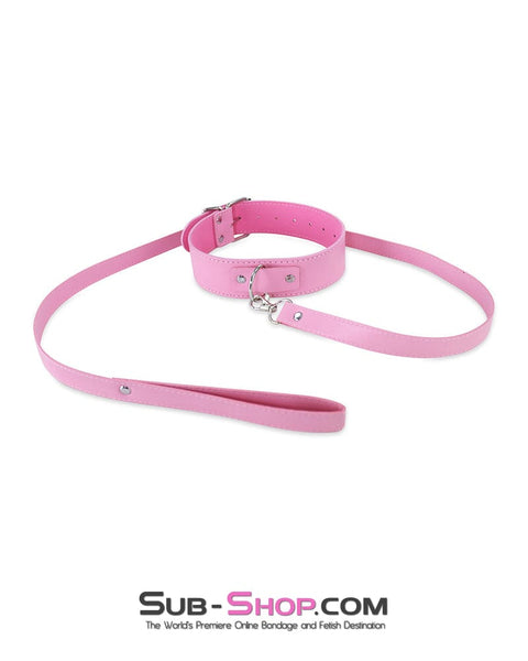 1104DL      Petite Princess Slim Pink Bondage Collar and Leash Set Collar   , Sub-Shop.com Bondage and Fetish Superstore