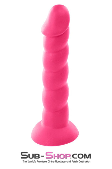 2363M      Pink Twist Silicone Ripple Dildo with Suction Cup Base - MEGA Deal MEGA Deal   , Sub-Shop.com Bondage and Fetish Superstore