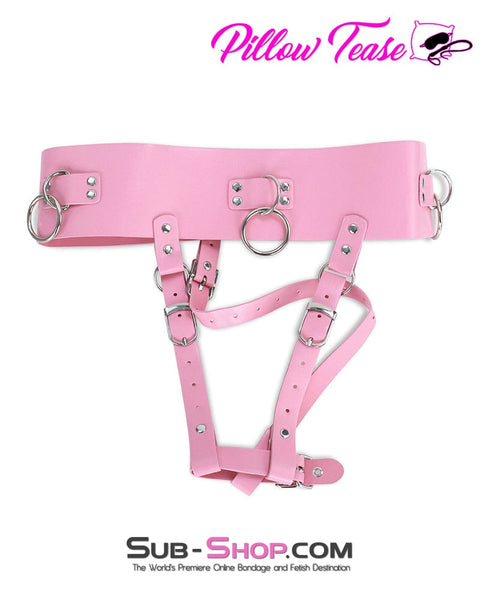 2364DL      Princess Pink Leatherette Forced Fantasy Orgasms Vibrator Harness Bondage Belt Belt   , Sub-Shop.com Bondage and Fetish Superstore