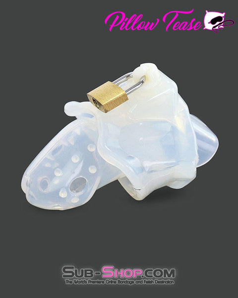 2622AR-SIS      Sissy Boy Spiked Locking Silicone Chastity Cage with Ball Stretching Cock Ring Sissy   , Sub-Shop.com Bondage and Fetish Superstore