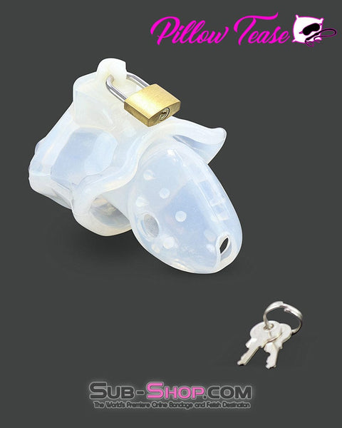 2622AR-SIS      Sissy Boy Spiked Locking Silicone Chastity Cage with Ball Stretching Cock Ring Sissy   , Sub-Shop.com Bondage and Fetish Superstore