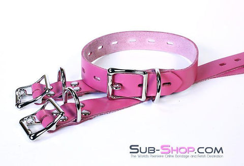 4787A-SIS      Locking Pink Sissy Leather Bondage Straps - 4 Sizes! Sissy   , Sub-Shop.com Bondage and Fetish Superstore