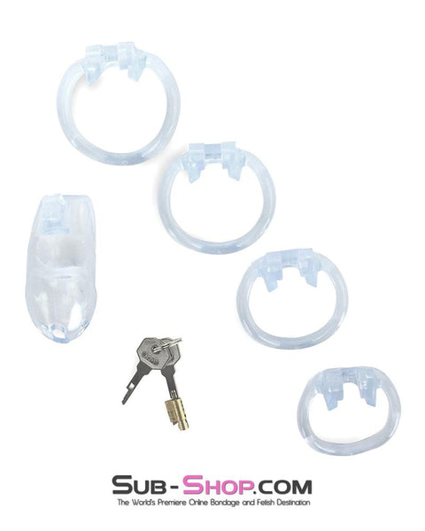 0398AE      Short Exposed in Chastity High Security Keyed Tumbler Locking Male Chastity with 4 Base Cock Ring Sizes - MEGA Deal MEGA Deal   , Sub-Shop.com Bondage and Fetish Superstore
