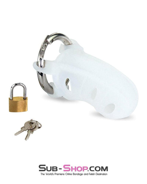 0733M      White Silicone Cock Blocker Locking Male Chastity Device Chastity   , Sub-Shop.com Bondage and Fetish Superstore