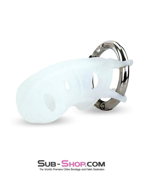 0733M      White Silicone Cock Blocker Locking Male Chastity Device Chastity   , Sub-Shop.com Bondage and Fetish Superstore