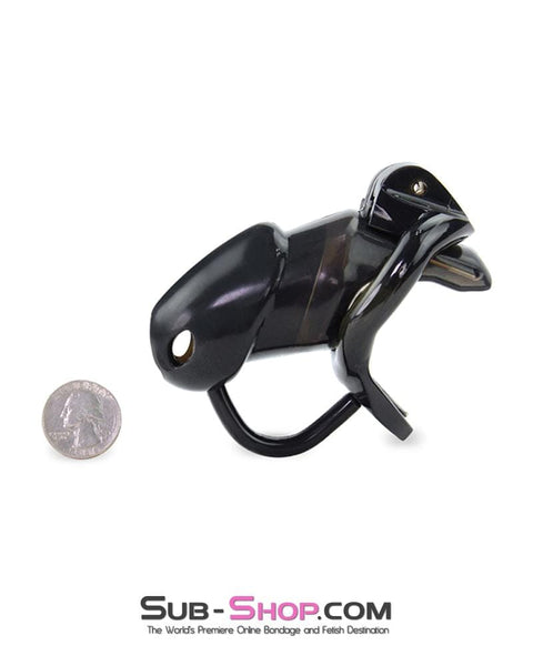 1387AR      Spiked Long Black Cock Blocker Silicone Locking Male Chastity with Ball Divider Chastity   , Sub-Shop.com Bondage and Fetish Superstore