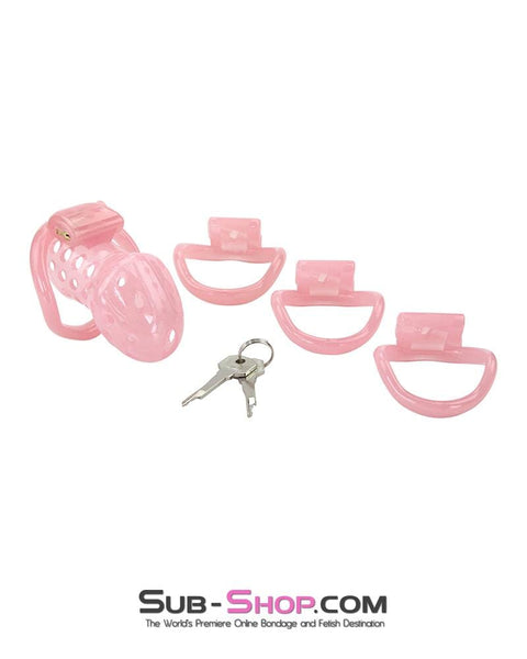 1432AR      Sissy Boy Toy Pink High Security Pin Tumbler Locking Cock Cage Chastity - MEGA Deal MEGA Deal   , Sub-Shop.com Bondage and Fetish Superstore