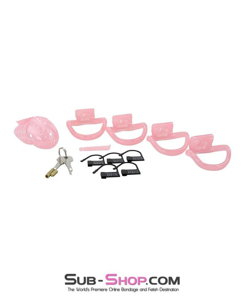 1432AR      Sissy Boy Toy Pink High Security Pin Tumbler Locking Cock Cage Chastity Chastity   , Sub-Shop.com Bondage and Fetish Superstore