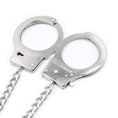1714MQ      Handcuffs Attached to Crystal Base Butt Plug Set - MEGA Deal MEGA Deal   , Sub-Shop.com Bondage and Fetish Superstore