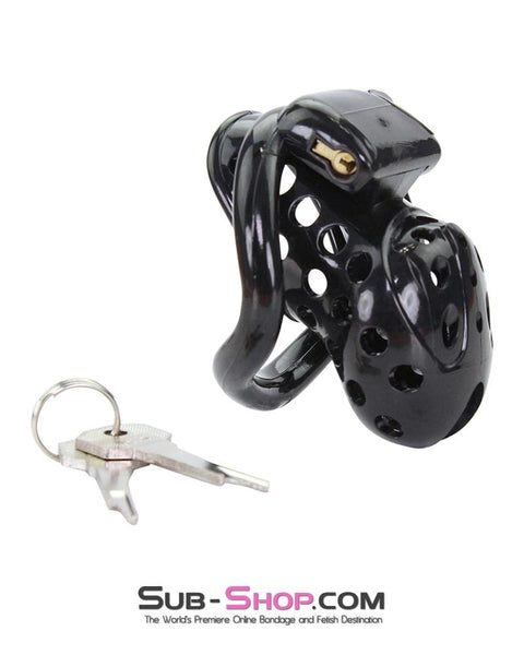 1723AR      Boy Toy Short Black High Security Pin Tumbler Locking Cock Cage Chastity - MEGA Deal MEGA Deal   , Sub-Shop.com Bondage and Fetish Superstore