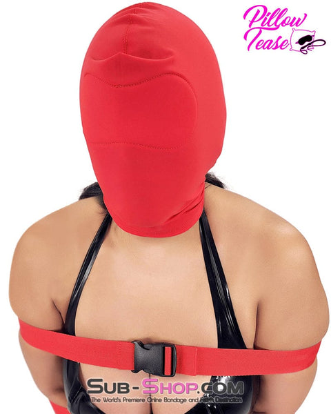 1768M      Concealed Lust Red Spandex Comfort Bondage Hood with Padded Blindfold Hoods   , Sub-Shop.com Bondage and Fetish Superstore