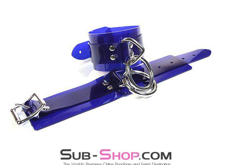 1779A      Vibrant Blue Luxe PVC Wrist Cuffs - LAST CHANCE - Final Closeout! MEGA Deal   , Sub-Shop.com Bondage and Fetish Superstore