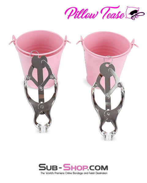 1780M      Funishment Clover Nipple Clamps with Pink Weight Buckets - MEGA Deal MEGA Deal   , Sub-Shop.com Bondage and Fetish Superstore