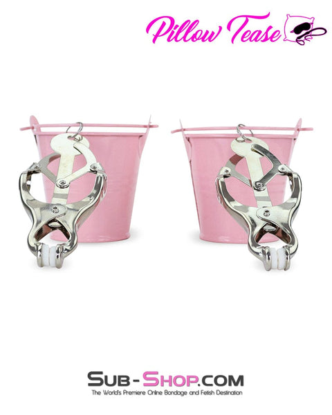 1780M      Funishment Clover Nipple Clamps with Pink Weight Buckets Nipple Clamp   , Sub-Shop.com Bondage and Fetish Superstore