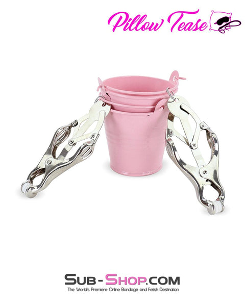 1780M      Funishment Clover Nipple Clamps with Pink Weight Buckets Nipple Clamp   , Sub-Shop.com Bondage and Fetish Superstore