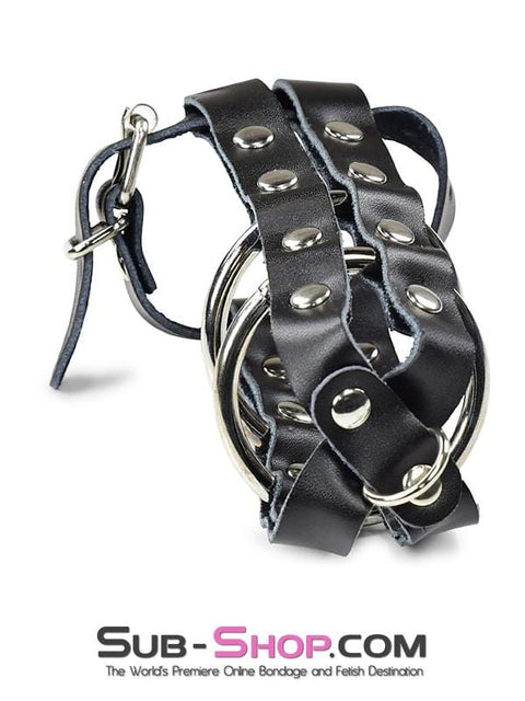 1797DL       Lockable Leather Cock & Balls Cage with Lead Ring Tip Cock Cage   , Sub-Shop.com Bondage and Fetish Superstore