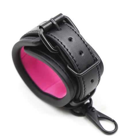 1871MQ-SIS      Blackout Padded Wrist Cuffs with Clips and Soft Pink Sissy Neoprene Lining Sissy   , Sub-Shop.com Bondage and Fetish Superstore