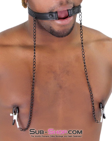 2258MQ      Oh-My Ring Gag with Black Wicked Nipple Clamps Set Gags   , Sub-Shop.com Bondage and Fetish Superstore