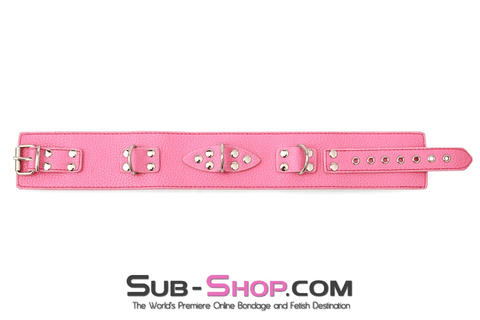 2284M      Pink Triple D Ring Bondage Collar Collar   , Sub-Shop.com Bondage and Fetish Superstore