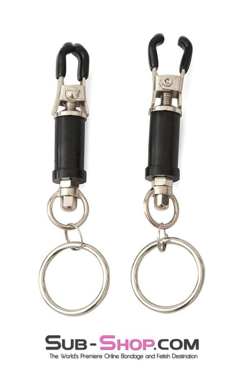 2368M      Barrel Style Twist Closure Nipple Clamps with Weight Hanging Rings Nipple Clamp   , Sub-Shop.com Bondage and Fetish Superstore