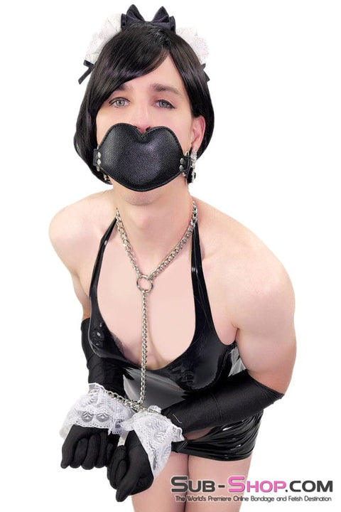 9978AE      White Lace Black Bow Roleplay Wristbands Cuffs   , Sub-Shop.com Bondage and Fetish Superstore
