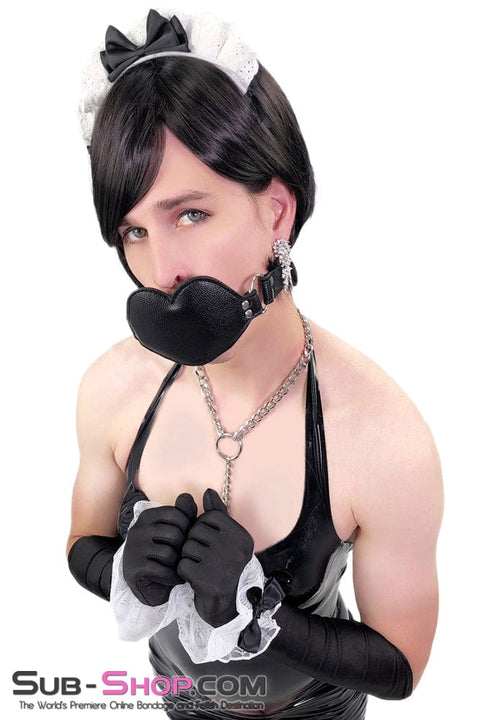 9978AE      White Lace Black Bow Roleplay Wristbands Cuffs   , Sub-Shop.com Bondage and Fetish Superstore