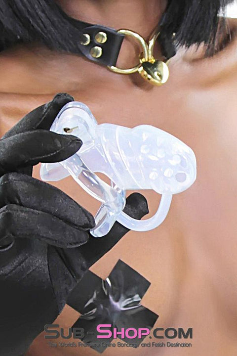 2453RS      Spiked Clear Silicone Cock Blocker High Security Pin Tumbler Chastity Chastity   , Sub-Shop.com Bondage and Fetish Superstore