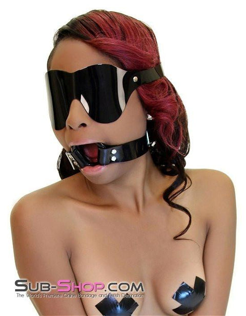 1492A-SIS      Sissy Damsel Black Luxe PVC Wide Strap Large Plastic Ring Gag Sissy   , Sub-Shop.com Bondage and Fetish Superstore