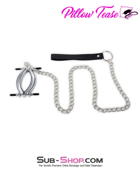 2703M      Pussy Trap Steel Labia Clamp with Leash Stimulation Toy   , Sub-Shop.com Bondage and Fetish Superstore