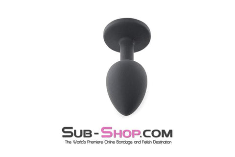 2794M      Small Black Silicone Anal Plug with Sapphire Crystal - LAST CHANCE - Final Closeout! MEGA Deal   , Sub-Shop.com Bondage and Fetish Superstore