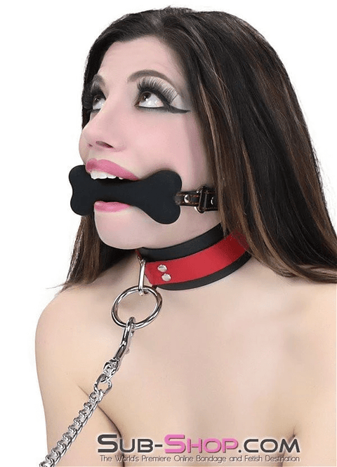 2963DL      L’il Pup Small Black Silicone Puppy Play Bone Gag Gags   , Sub-Shop.com Bondage and Fetish Superstore
