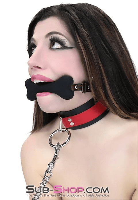 2963DL      L’il Pup Small Black Silicone Puppy Play Bone Gag Gags   , Sub-Shop.com Bondage and Fetish Superstore