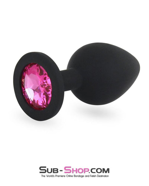 3447M      Small Silicone Butt Plug with Sex Bomb Pink Gem - LAST CHANCE - Final Closeout! MEGA Deal   , Sub-Shop.com Bondage and Fetish Superstore