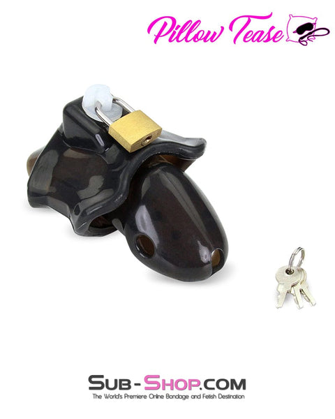 3459AR     Spiked Black Locking Silicone Chastity Cage with Ball Stretching Cock Ring Chastity   , Sub-Shop.com Bondage and Fetish Superstore