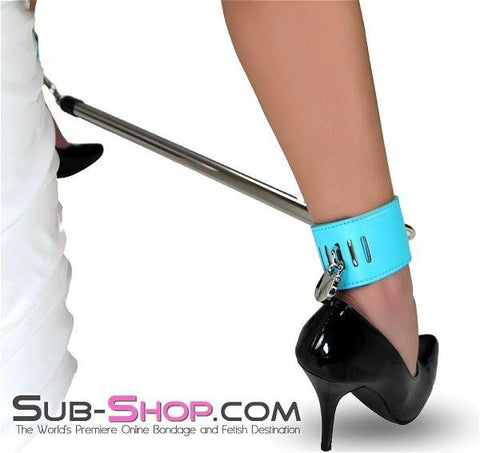 3483RS      Open Minded Spreader Bar with Locking Diamond Blue Ankle Cuffs - LAST CHANCE - Final Closeout! MEGA Deal   , Sub-Shop.com Bondage and Fetish Superstore