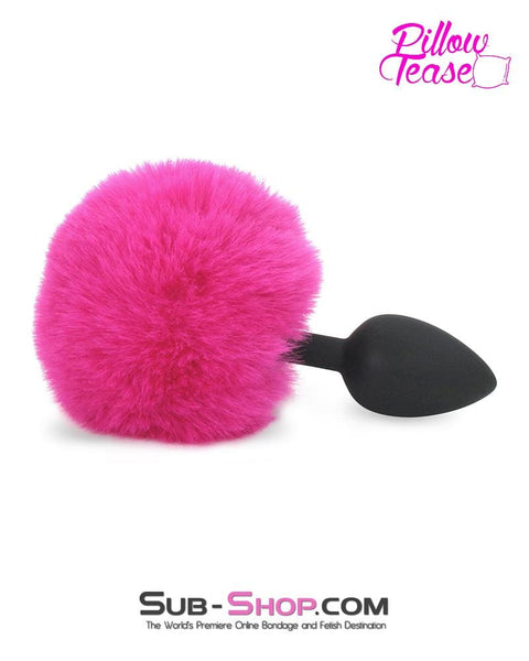 3502M      Pink Powder Puff Tail with Small Black Silicone Butt Plug - LAST CHANCE - Final Closeout! Black Friday Blowout   , Sub-Shop.com Bondage and Fetish Superstore