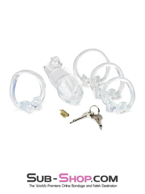 0397AE      Exposed in Chastity High Security Keyed Tumbler Locking Male Chastity with 4 Base Cock Ring Sizes - MEGA Deal Black Friday Blowout   , Sub-Shop.com Bondage and Fetish Superstore