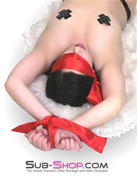 0407RS      Red Satin Love Me Knot Tie Up and Blindfold Blindfold   , Sub-Shop.com Bondage and Fetish Superstore