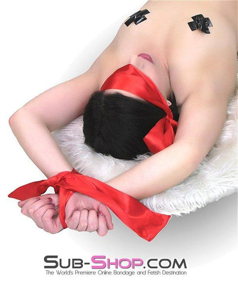 0407RS      Red Satin Love Me Knot Tie Up and Blindfold Blindfold   , Sub-Shop.com Bondage and Fetish Superstore