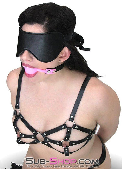 0835M      Locking Small Riveted Rubber Ballgag, Pink Ball Gags   , Sub-Shop.com Bondage and Fetish Superstore