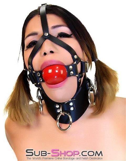 0450A      2” Leather Ball Gag Trainer, Candy Apple Red Ball Gags   , Sub-Shop.com Bondage and Fetish Superstore