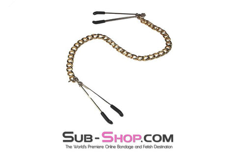 0452M      Gilded Nipples Tweezer Nipple Clamps with Gold Chain Nipple Clamp   , Sub-Shop.com Bondage and Fetish Superstore