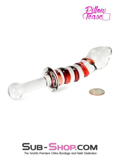 0457A   The Barber's Pole Glass Ribbed Massager with Handle - LAST CHANCE - Final Closeout! Black Friday Blowout   , Sub-Shop.com Bondage and Fetish Superstore