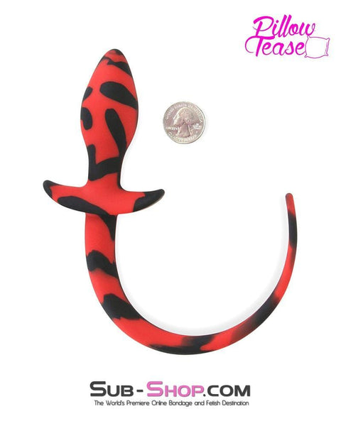 0465E      Good Puppy Red and Black Silicone Puppy Play Tail Butt Plug - LAST CHANCE - Final Closeout! MEGA Deal   , Sub-Shop.com Bondage and Fetish Superstore