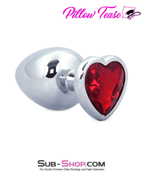 4736M      Red Heart Jeweled Stainless Steel Large Butt Plug Butt Plug   , Sub-Shop.com Bondage and Fetish Superstore