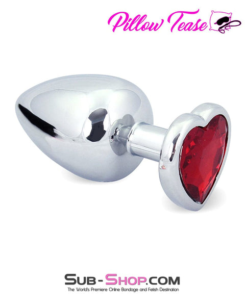 4736M      Red Heart Jeweled Stainless Steel Large Butt Plug Butt Plug   , Sub-Shop.com Bondage and Fetish Superstore