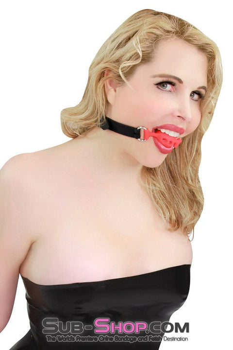 0502RS      Small Red Silicone Breather Ball Gag on Locking Black Strap Gags   , Sub-Shop.com Bondage and Fetish Superstore