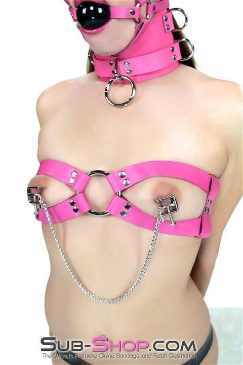 4765A      Leather Breast Binders, Pink Breast Bondage   , Sub-Shop.com Bondage and Fetish Superstore