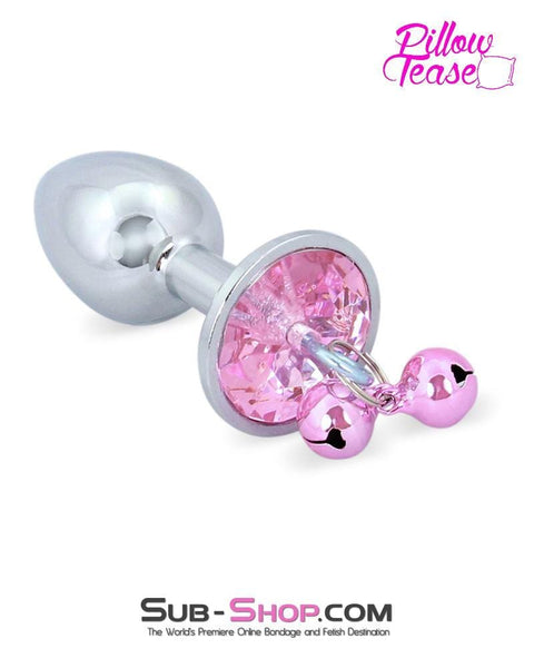 0542E      Belle of the Balls Small Pink Gem Plug with Pink Bells - LAST CHANCE - Final Closeout! MEGA Deal   , Sub-Shop.com Bondage and Fetish Superstore