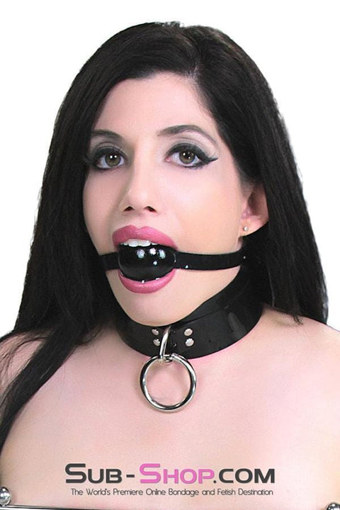 0607A      Something Shiny Black Luxe PVC Collar Collar   , Sub-Shop.com Bondage and Fetish Superstore